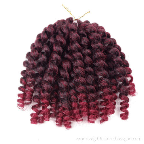 Cheap 8'' Jumpy Wand Curl Jamaican Bounce Synthetic Braiding Hair Extension Crochet Curly Braid Hair